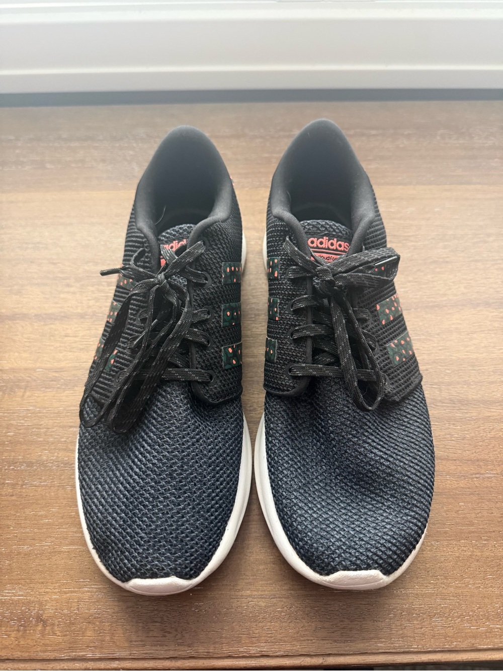 adidas QT Racer Sneakers Black with Coral Accents